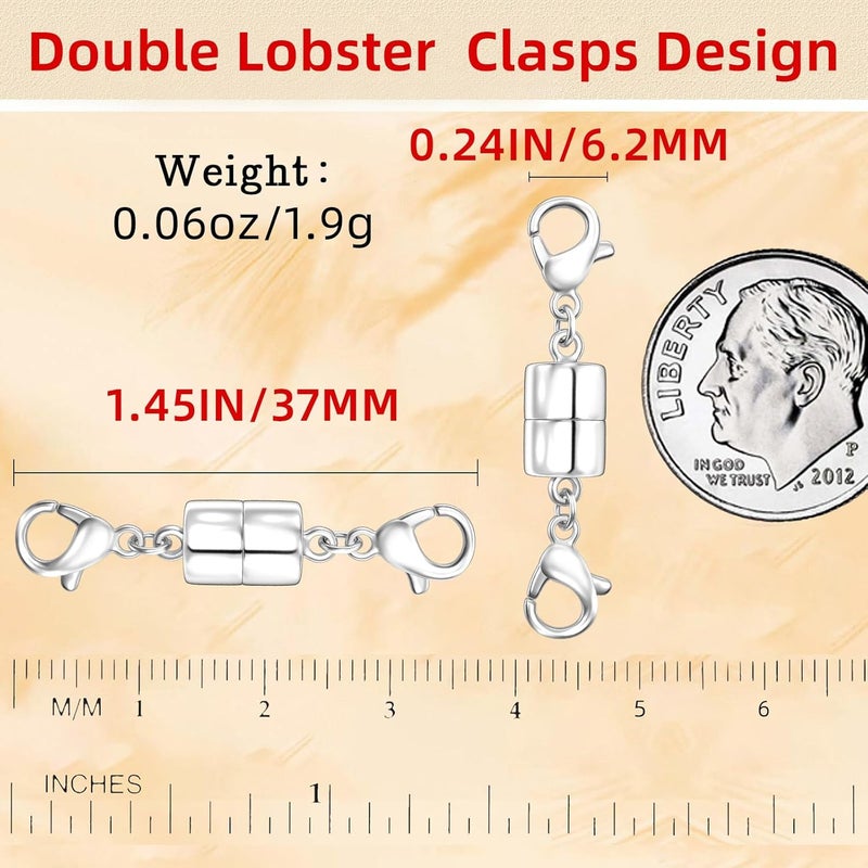 Qulltk Double Lobster Clasp Magnetic Necklace Clasps and Closures 14K Gold and Silver Magnetic Jewelry Clasps Converters for Bracelet Necklaces Extender - Image 2